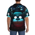 thumbnail image 3 of Lsque Five Nights At Freddy'S print Men's Cuban Collar Short Sleeve Shirt Summer Beachwear Casual Button Down Fashionable Vacation Leisure Shirt-Large, 3 of 7