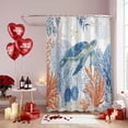 thumbnail image 6 of Sea Corals Turtle Shower Curtains for Bathroom, Summer Beach Sea Stars Washable Fabric Shower Curtain with Hooks Waterproof Bathroom Decor Sets, 60 x 72 Inches, 6 of 9