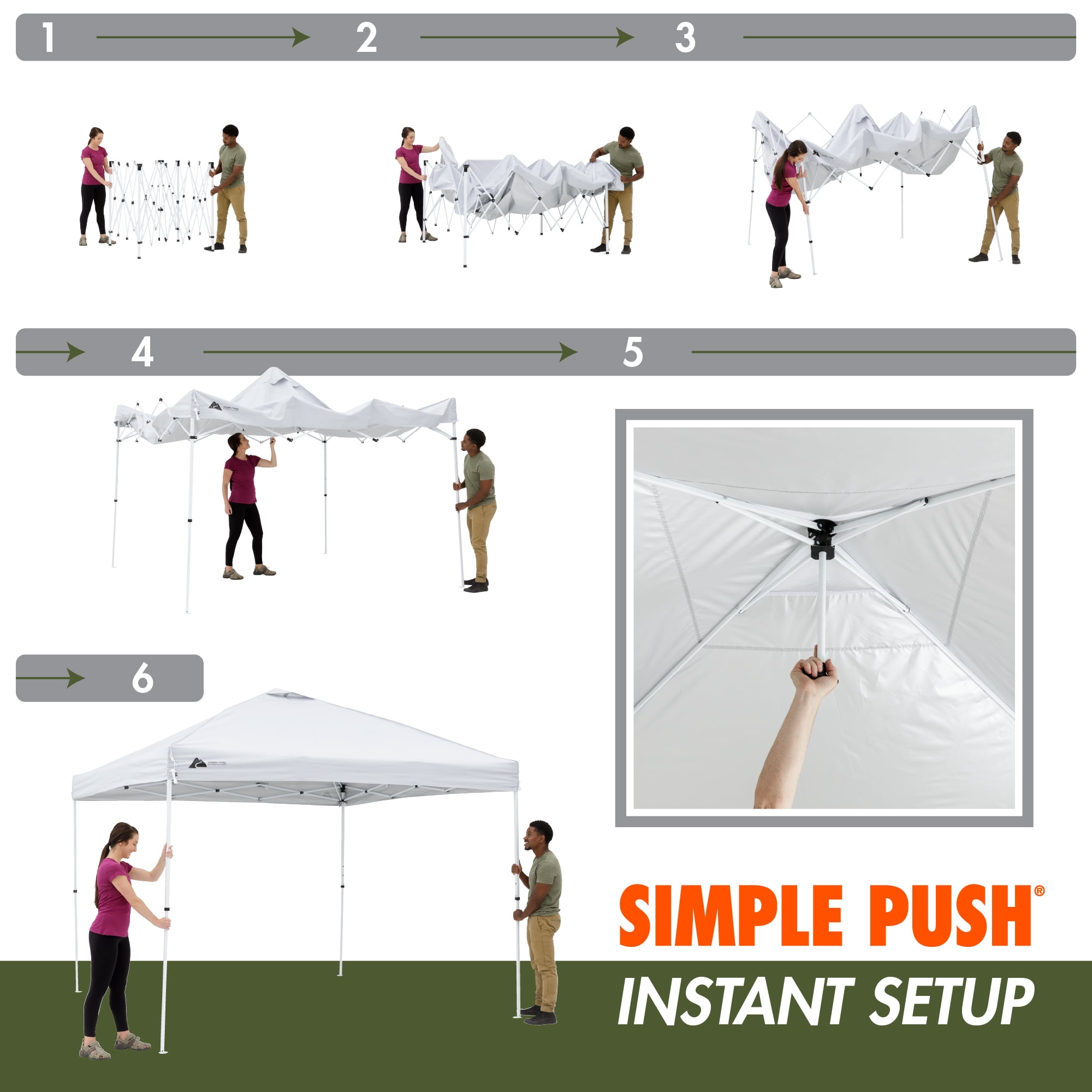 Dosel Pop-Up Instantáneo de Patas Rectas de 10 pies x 10 pies con Montaje Simple por Empuje, Blanco 2