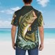 thumbnail image 4 of Fotbe Largemouth Bass jumps out of water Camisa Hawaiana para Hombre Unisex – Camisa Casual de Verano con Botones de Manga Corta de Algodón y Lino,Large, 4 of 7