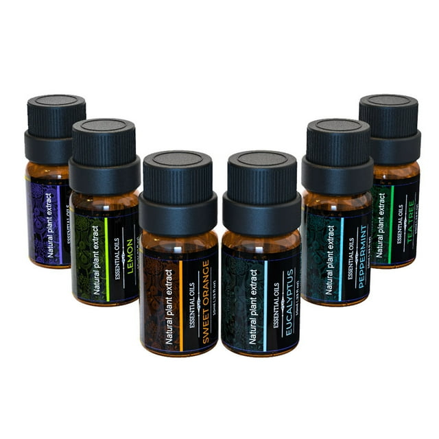 Aceite esencial Irfora Juego de 6 piezas de aceites esenciales naturales de 10 ML, aceite de aromaterapia esencial soluble en agua para humidificador difusor de aceite Irfora Aceite esencial