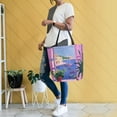 thumbnail image 4 of FORMRS Womens Canvas Tote Bag with Zipper Inner Pocket Shoulder Handbag, Purple Window Scene, 4 of 7