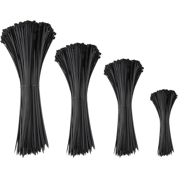 Zip Cable Ties Assorted 4 6 8 12 Inch 200 Pack Black Uv Resistant Wire Ties
