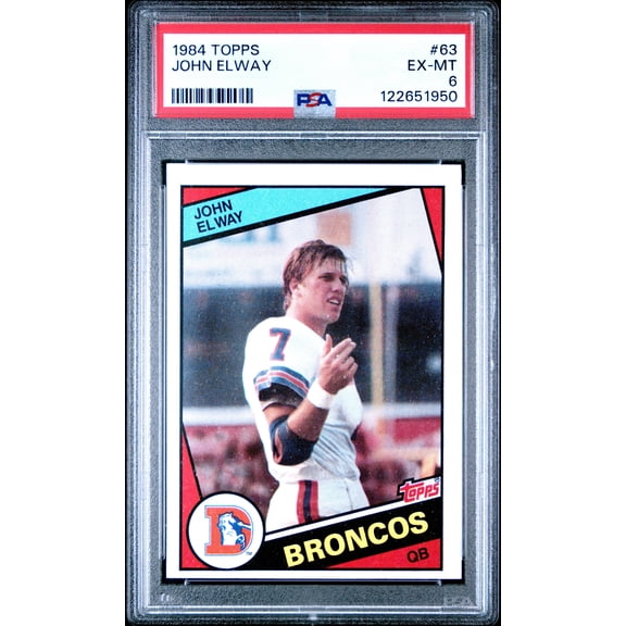 Graded 1984 Topps John Elway #63 Rookie RC Football Card PSA 6 Excellent