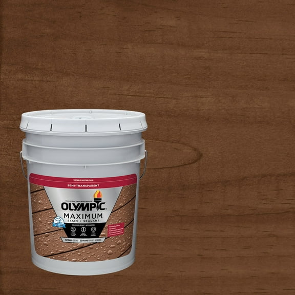Olympic Maximum 5 Gallons ST-2029 Walnut Semi-Transparent Exterior Stain and Sealer in One Low VOC
