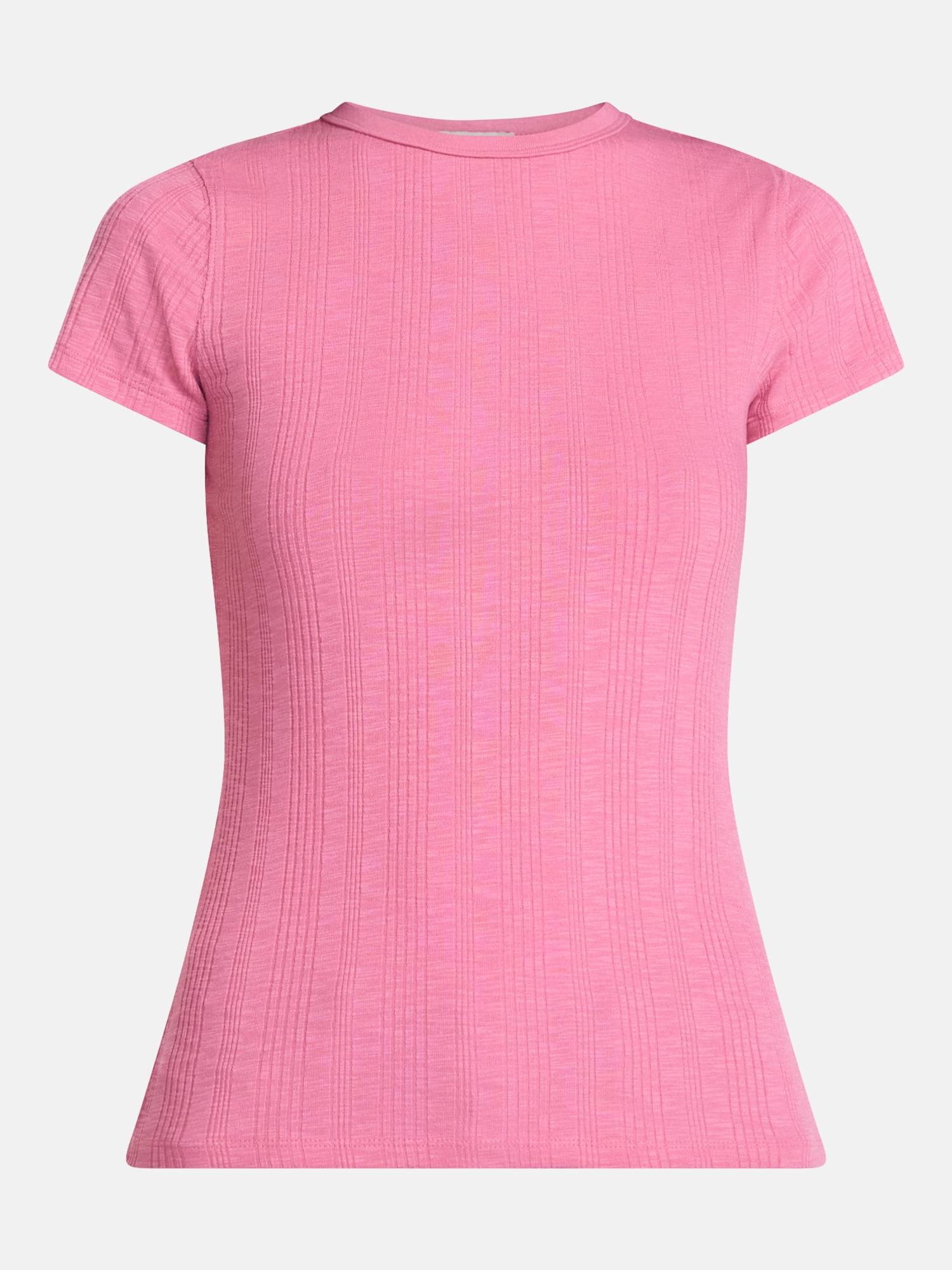 Scenario Women's Variegated Rib Tee with Short Sleeves, Sizes XS-XXXL