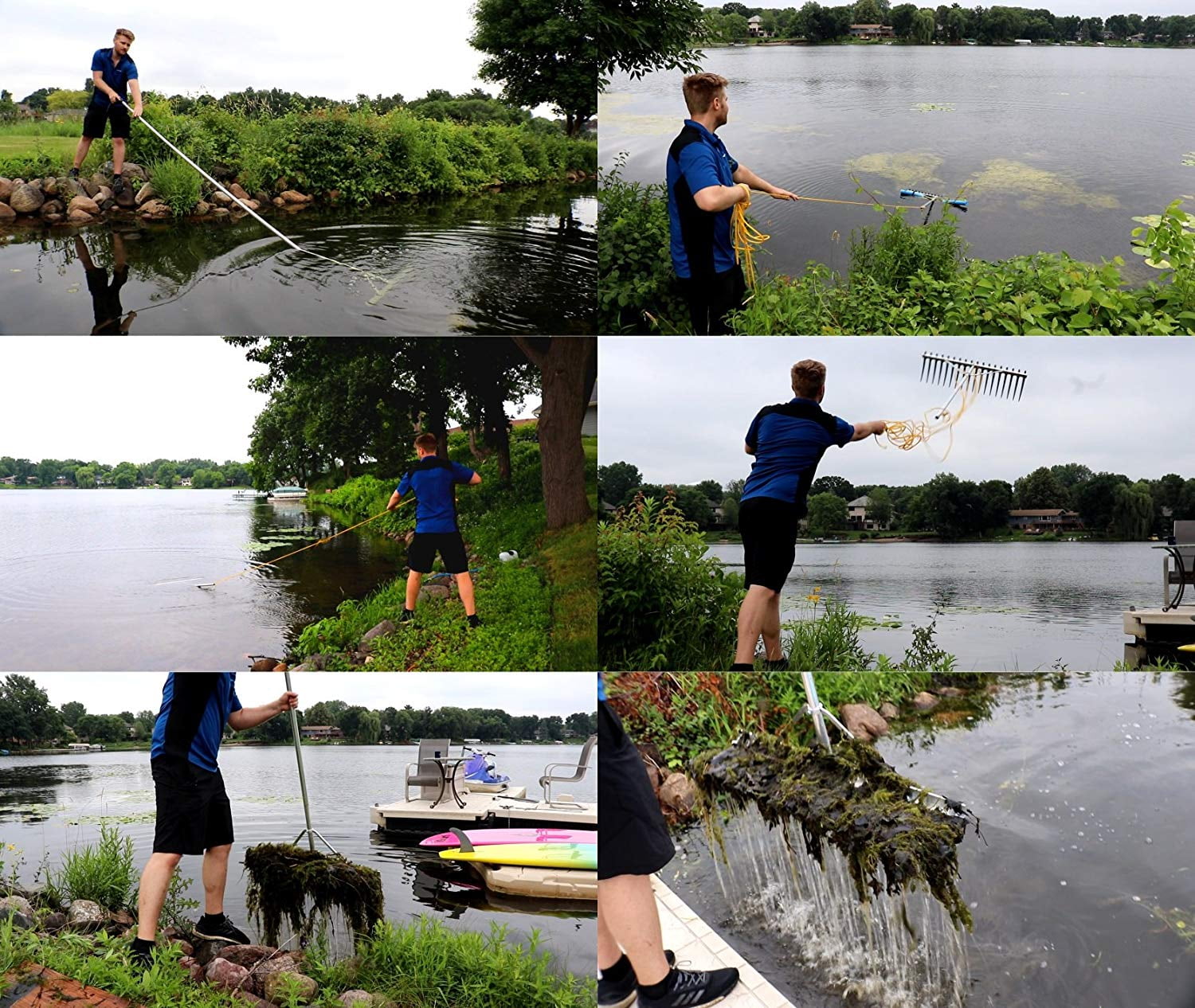 Weed Rake Swim Clearance Pond Rake ® for Ponds Fishing 9",12",18",24" Lakes 