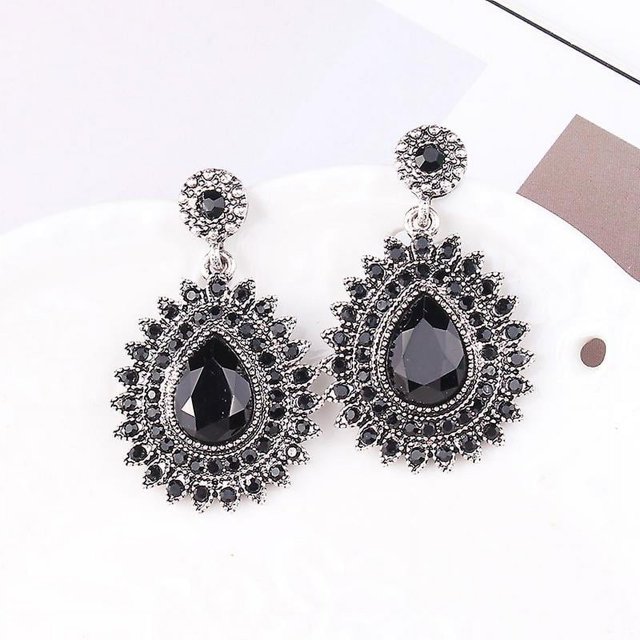 1 par de pendientes colgantes de piedra de corazón acrílico con marco de Metal a la moda, pendientes circulares con diamantes de imitación, joyería de moda para mujer