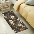 thumbnail image 3 of Beige Flowers on Black Background Bathroom Runner Rug Absorbent Non Slip Bath Mat for Living Room Kitchen 39" x 20", 3 of 8