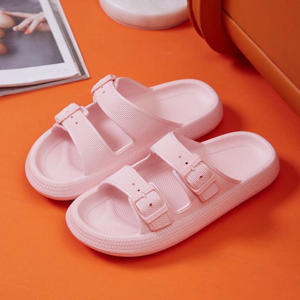 Zapatillas de nube con plataforma gruesa para mujer, sandalias deslizantes con suela suave y hebilla a la moda, chanclas antideslizantes para playa de verano 2023