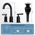 thumbnail image 6 of ANDY STAR Black Bathroom Faucet 3 Hole, 8 Inch Widespread Bathroom Faucet with Pop Up Drain, 360° Swivel Spout, Modern 2 Handle Vanity Faucet with cUPC Supply Lines, 6 of 8