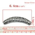 thumbnail image 3 of BD461 - 10 pcs. Antique Silver Noodle Carved Hollow Filigree Pattern Tube Extra Long Curved Beads - 64mm x 13mm (2 1/2" x 1/2"), 3 of 3