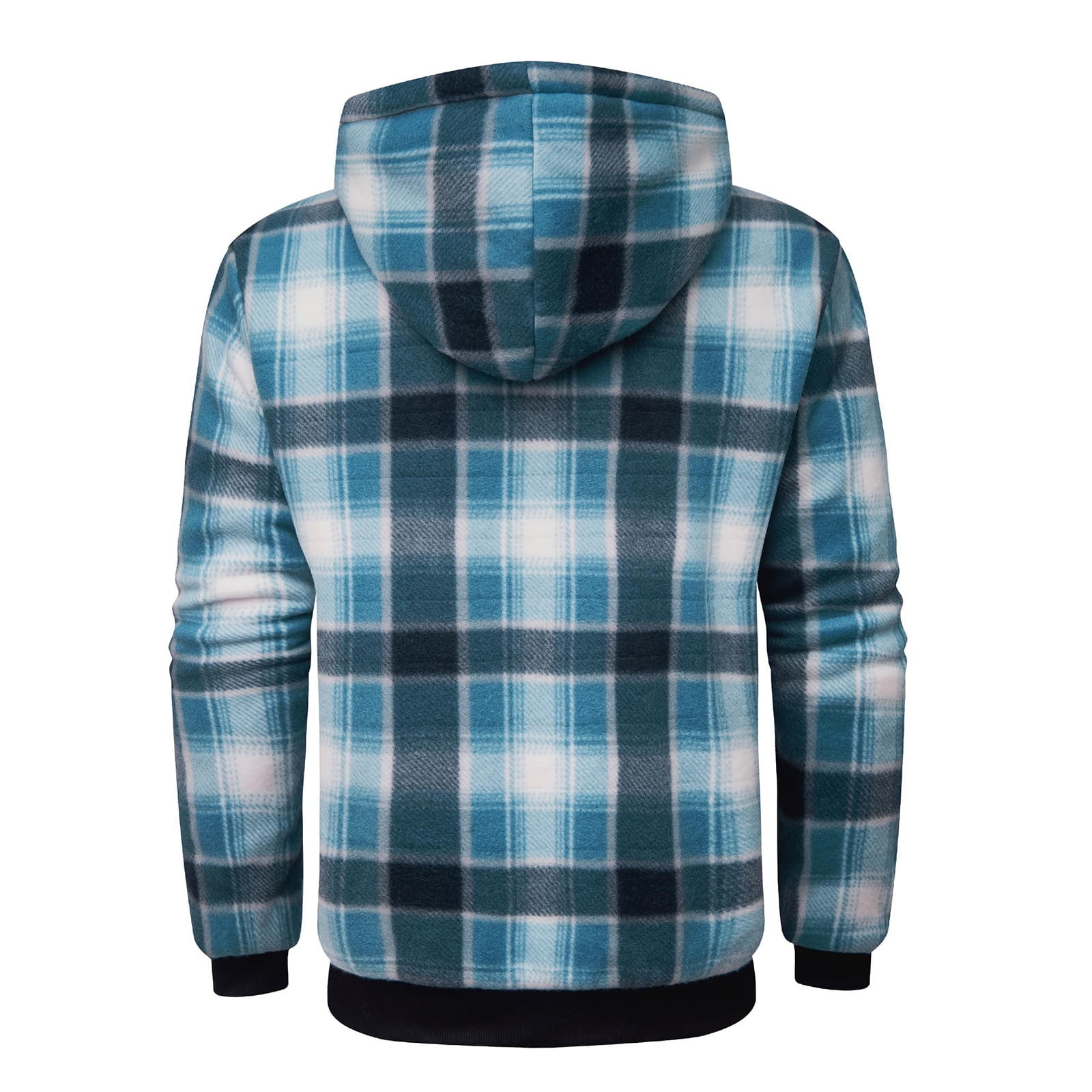Xcmzpl Mens Plaid Hoodies Winter Coats Zip Up Fleece Shacket Jacket Sherpa Lined Warm Flannel Jacket Coat with Pocket Men Winter Coats Gifts