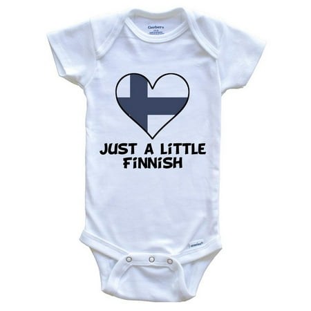 

Just A Little Finnish Baby Bodysuit - Funny Finland Flag Baby Bodysuit 0-3 Months White