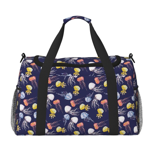 Easygdp Colorful Jellyfish Bolsa de Gimnasio, Bolsa de Viaje Duffel, Bolsa de Fin de Semana con Compartimentos, Bolsa de Mano para Noche