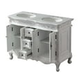 thumbnail image 2 of 48" Carrara White Marble Top Bathroom Vanity Double Sink Antique White Cabinet, 2 of 8