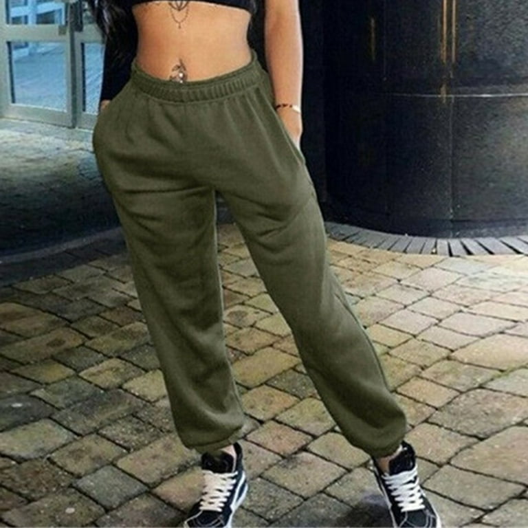 ALSLIAO Womens Oversized Joggers Sweatpants Ladies Bottoms Jogging Gym  Pants Lounge Army Green 2XL