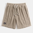 thumbnail image 4 of Nestiefly Pull on Flat Front Shorts for Men Elastic Waist Jacquard Textured Drawstring Vintage Big and Tall Shorts High Waisted Above Knee Compression Board Shorts with Pockets Khaki 2XL, 4 of 4