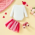 thumbnail image 3 of Bagilaanoe 3Pcs Newborn Baby Girls Valentine's Day Clothes Letters Print Long Sleeve Romper Tops + Tulle Tutu Skirt + Headband 3M 6M 12M 18M Infant Casual Skirt Set, 3 of 9