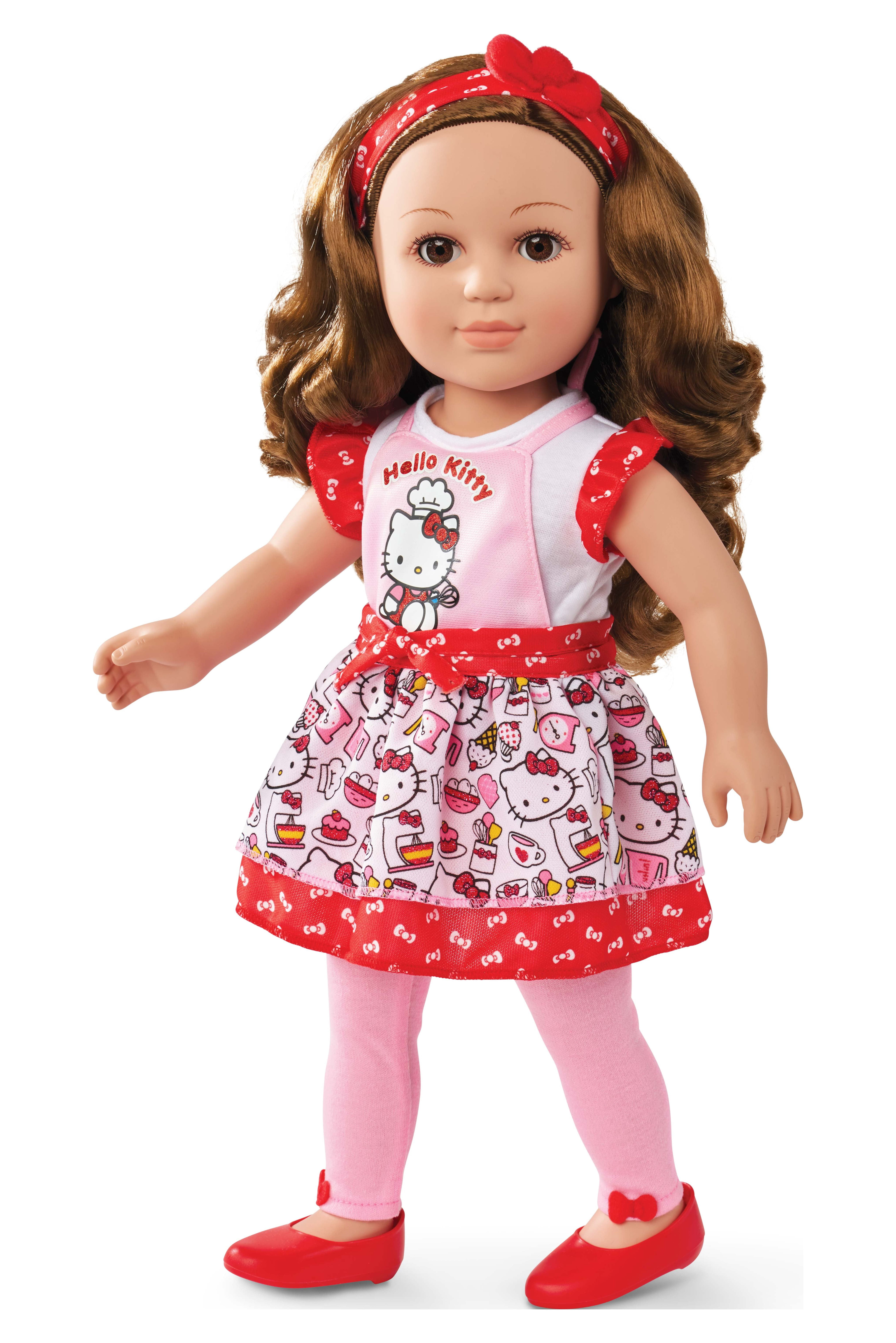 My Life As Poseable Hello Kitty Baker 18inch Doll, Brunette Hair, Brown Eyes