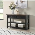 thumbnail image 4 of Bowery Hill Contemporary Wood 2 Drawer Sofa Console Table Black and Brown, 4 of 9