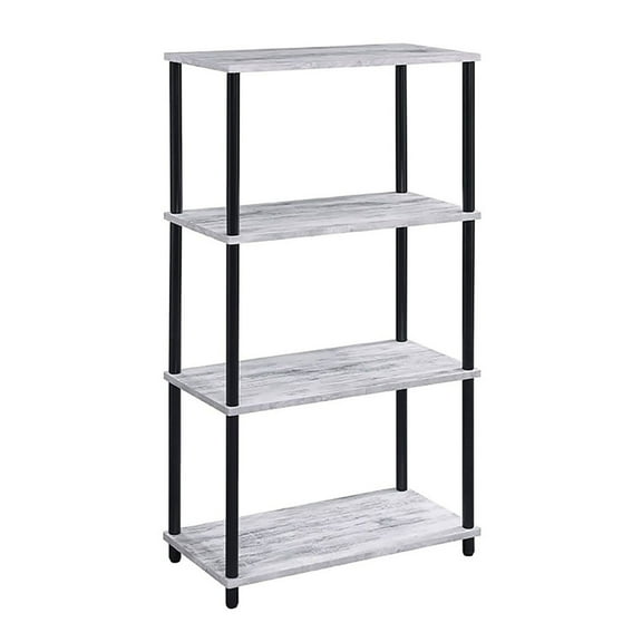 Antique White and Black Bookshelf with 4 Shelves