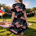 thumbnail image 4 of CCRFTGI Short Sleeve Dresses for Child Girls Size 8 Casual 250 Anniversary USA Flag Summer A Line Swing Skater Dress Cute American Flag Stars Dresses Holiday Girls Fashion Black 7-8 Years, 4 of 6