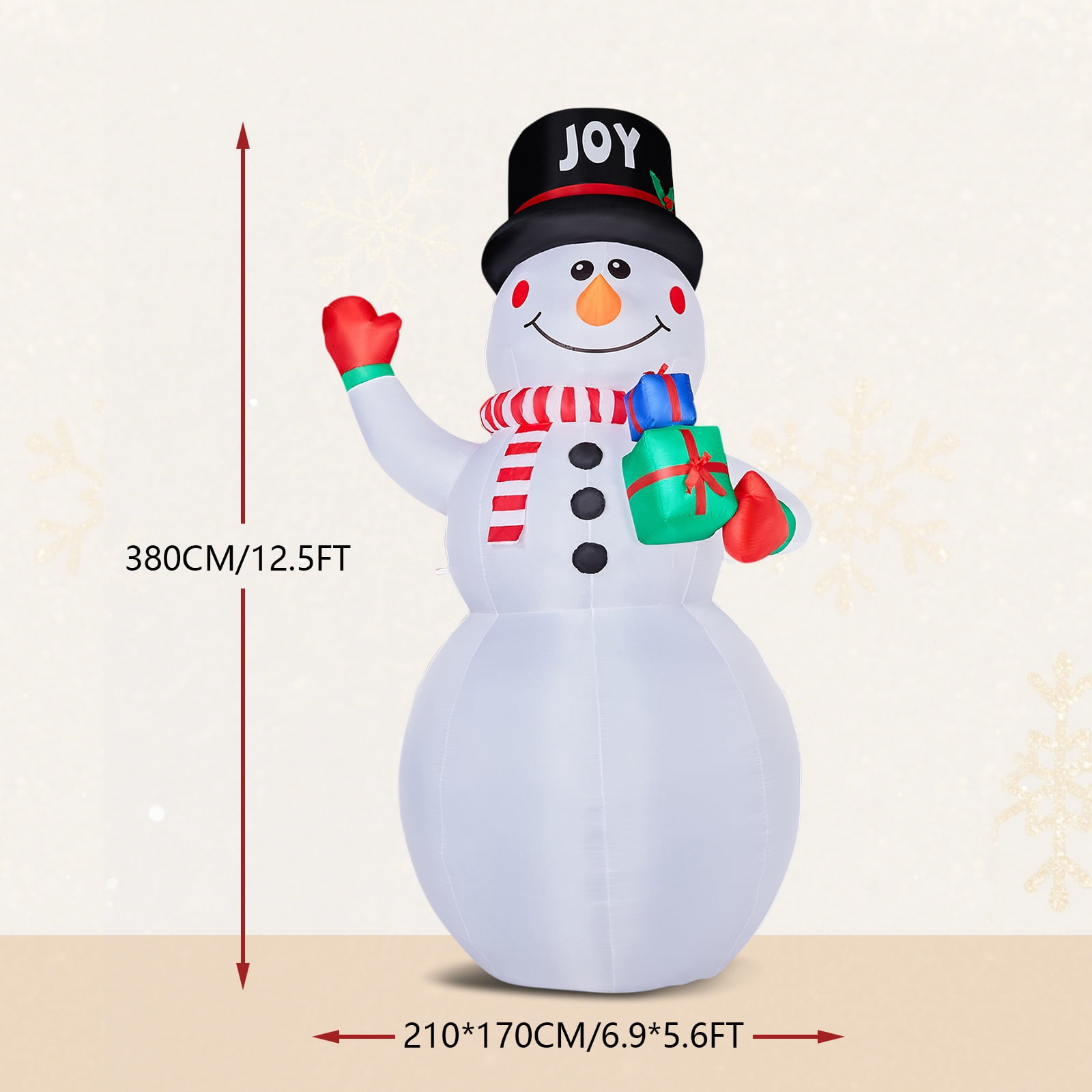 12FT Tall Lighted Christmas Inflatable Decoration, Inflatable Giant Snowman Holding Gift Boxes, Funny Blow Up Yard Decorations with Built-in LED Lights for Holiday Party Front Yard Lawn Garden Decor