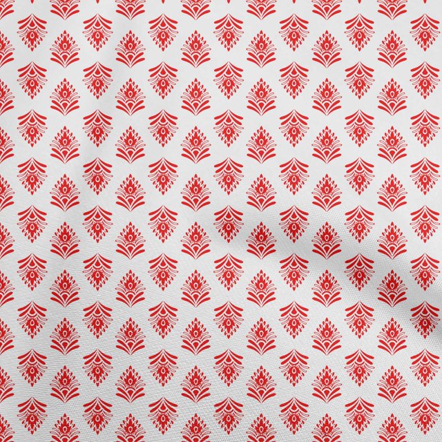 oneOone Tissu en Coton Flex Rouge, Matériau de Robe Asiatique, Tissu Imprimé au Mètre, 40 Pouces de Large