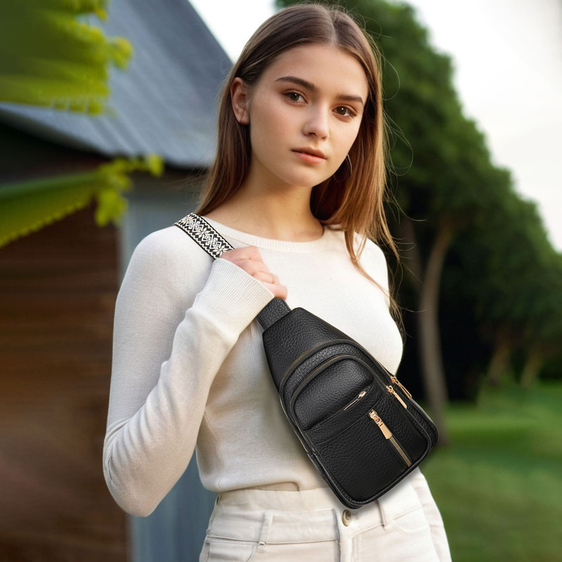 FALAN MULE Crossbody Bags for Women Trendy Leather Sling Chest Bag Fanny Packs for Women