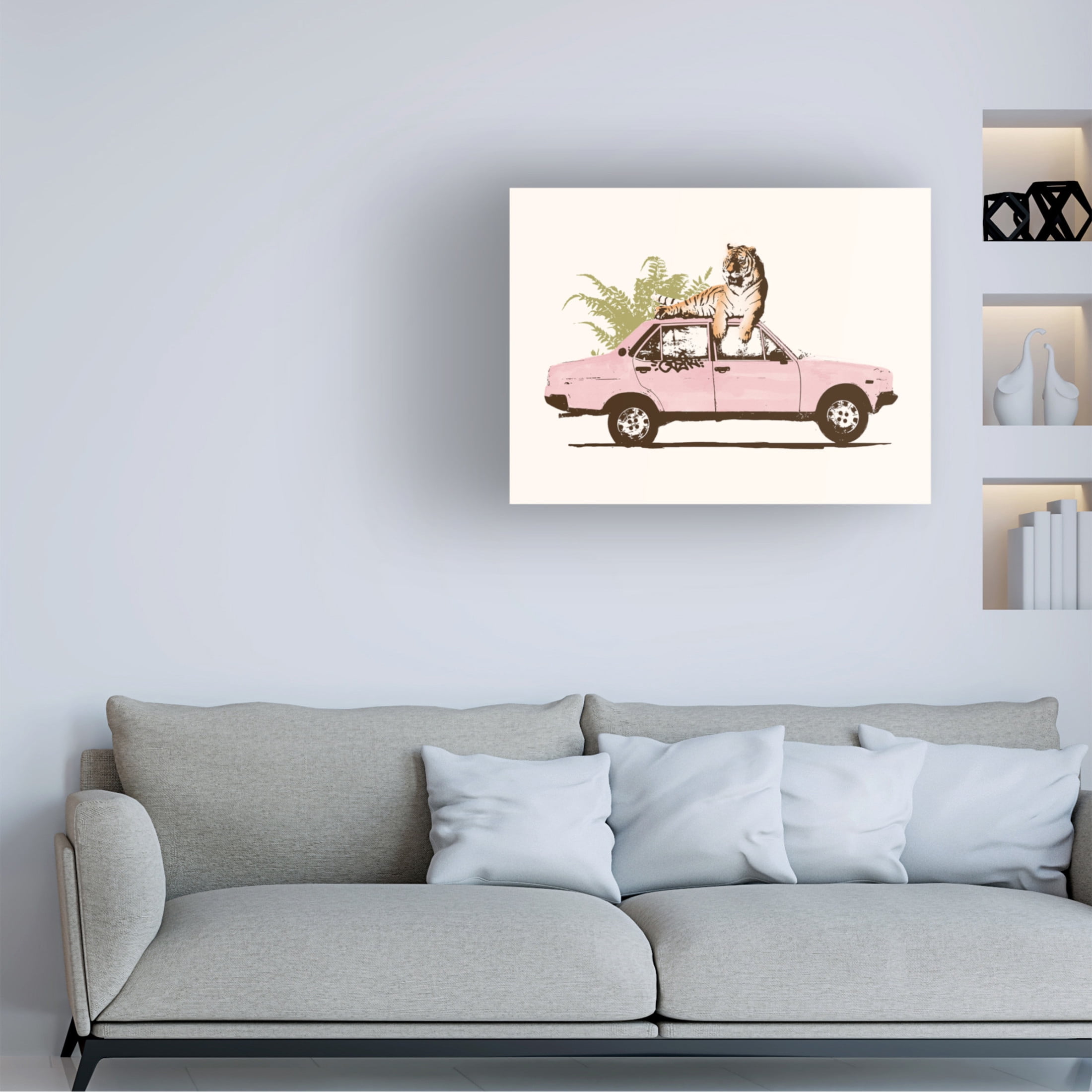 Trademark Fine Art Florent Bodart Tiger On Car Canvas Wall Art