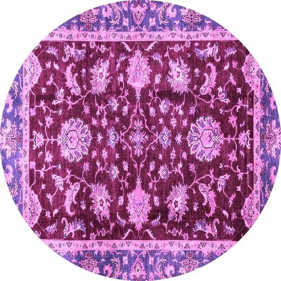Ahgly Company Indoor Round Abstract Purple Modern Area Rugs, 7' Round