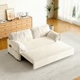 thumbnail image 3 of 63.8" Queen Pull Out Sofa Bed, 3-in-1 Convertible Sleeper Sofa with Side Storage,Multi-Functional Velvet Loveseat Bed for Living Room,Bedroom,Apartment,Office,Beige, 3 of 9