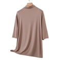 thumbnail image 3 of Ohufall Women's Modal Pajamas Half Sleeve High Neck Tops Soft Comfortable Solid Color Lounge Pajama Tops, 3 of 4