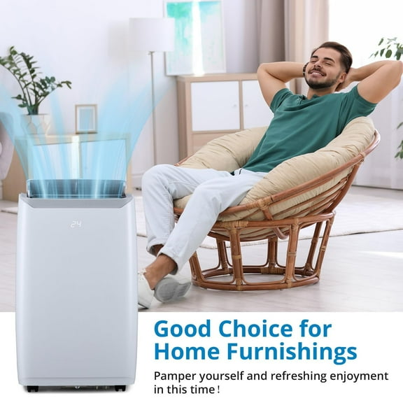 Portable Air Conditioners, 12000 BTU Air Conditioner, 3-In-1 Portable AC with Quick Cooling, Dehumidifying for Rooms Up to 550 Sq.Ft, 3-Speed Fan, 24H Timer, Remote, Ultra-Quiet, White