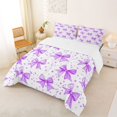 thumbnail image 2 of Erosebridal Purple Polka Dot Bow Queen Comforter Set for Girls, Watercolor Ribbon Bedding Comforter Set for Women, 3 Pieces, 2 of 6