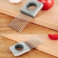 thumbnail image 7 of Stainless Steel Onion Holder Slicer Tomato Cutter With 10 Even Prongs Easy Hold And Silcing Lemon VegetableSliver Color, 7 of 7