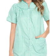 Casual Nights Womens Snap front House Dress Short Sleeve Woven Duster Housecoat Lounger Sleep Dress
