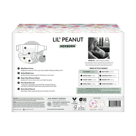 The Honest Company, Clean Conscious Diapers™, Rose Blossom   Tutu Cute, Size NB, 72 Count Club Box
