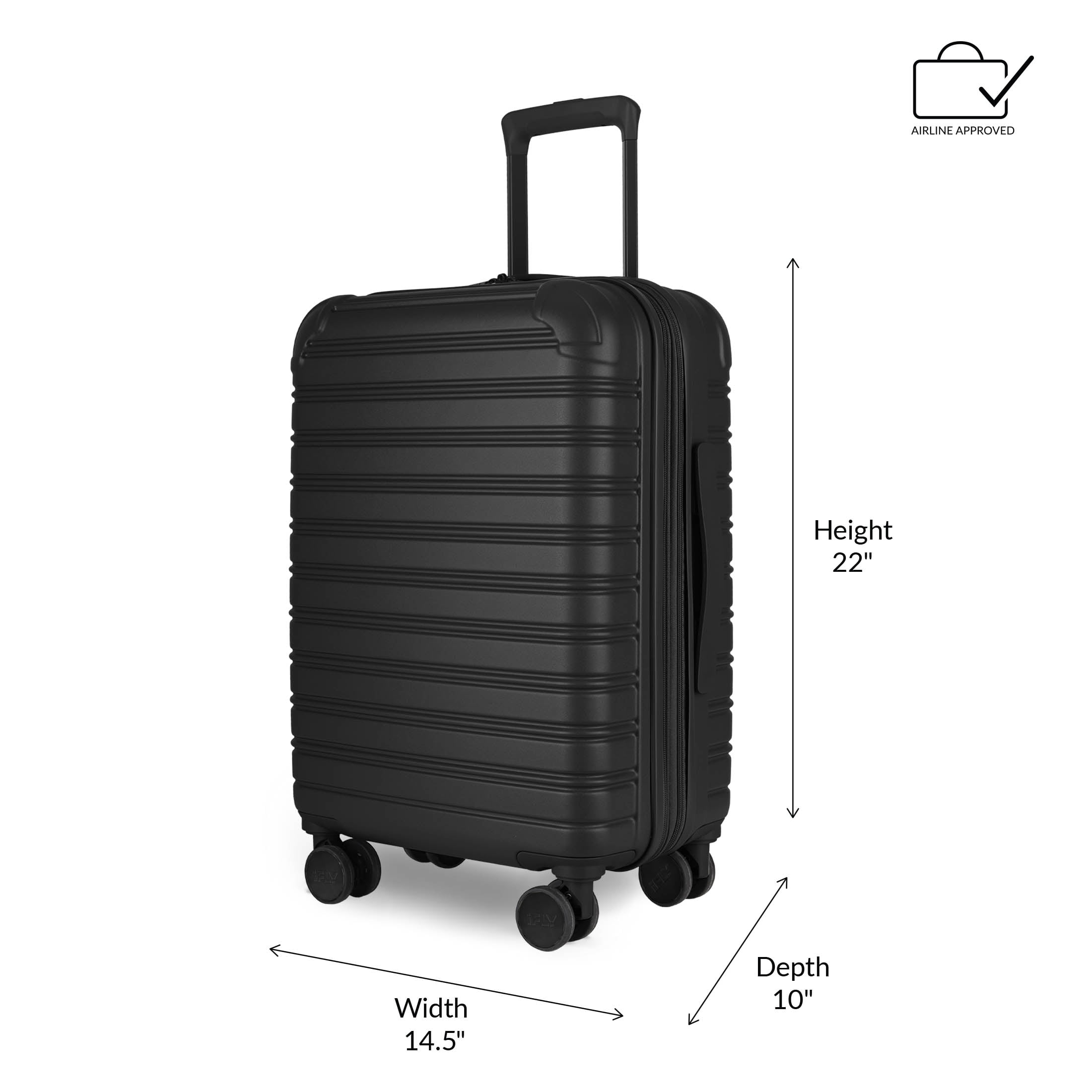 iFLY Fibertech 3.0 Matte Expandable Hardside Spinner 2-Piece Luggage Set, 20" Carry-On & 28" Checked Suitcase, Black