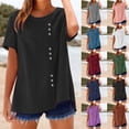 thumbnail image 1 of Blusa de trabajo,Blusa de algodón para mujer, jersey de manga corta con cuello en V, top informal con botones en el bajo, ideal para el hogar y el uso diario, sopatenor, 1 of 9