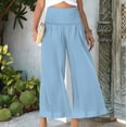 thumbnail image 2 of Xihbxyly Linen Pants for Women Womens Cotton Linen Wide Leg Pants Summer Casual Solid Color High Waisted Loose Pants Straight Wide Leg Trousers with Pocket Beach Pants for Women, 2 of 5