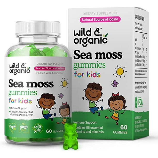 Wild & Organic Sea Moss Gummies for Kids Thyroid & Immune Support 60