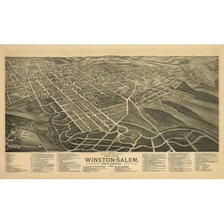 Winston Salem Va Phone Number Old Map of Winston Salem North Carolina 1891 Forsyth County Stretched Canvas - (18 x 24) ()