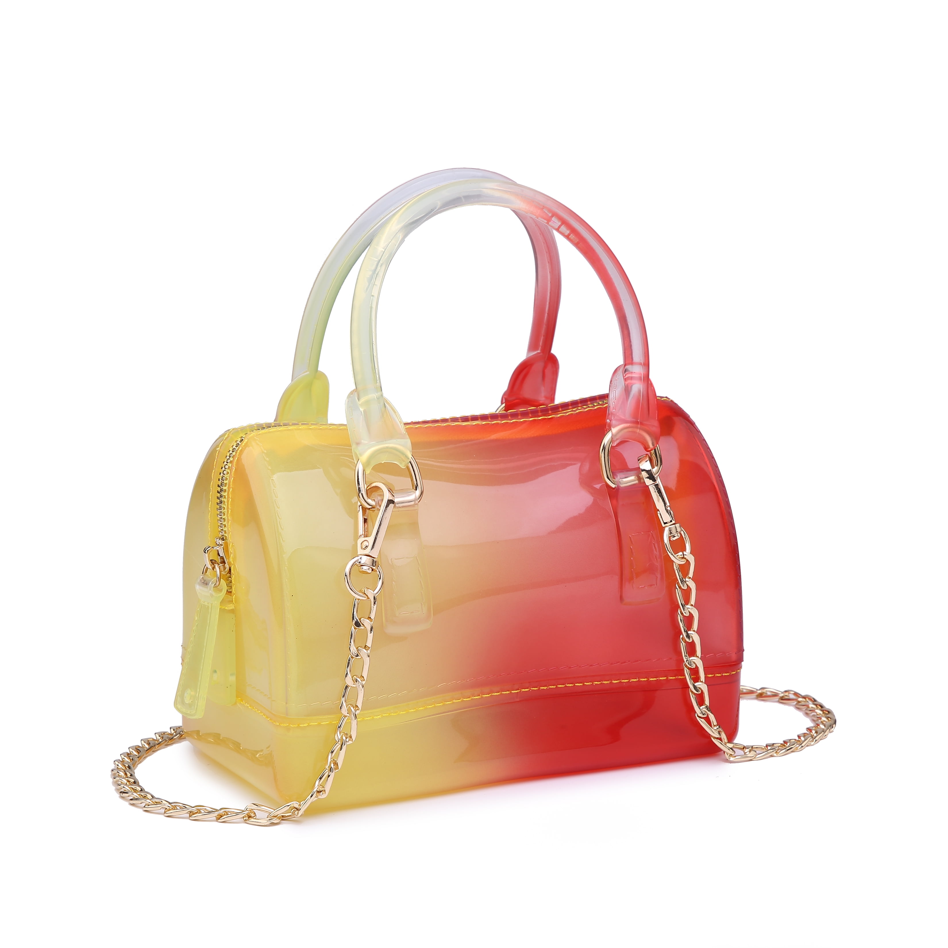 Poppy Fashion Rainbow Color Jelly Tote Bag Satchel Handbag Purse