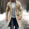 thumbnail image 2 of Dpytoraw Men Solid Color Lapel Button Cardigan Mid Length Windbreaker Jacket Casual Loose Comfortable Business Trend Jacket, 2 of 5