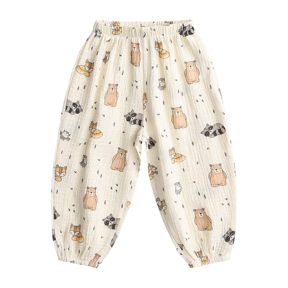 Cotton Kids Girl Pants Loose Fit Kids Harem Pants Elastic Waist Breathable Kids Pants Multicolor Animal Print 6-12M to 5T,Size 3 T