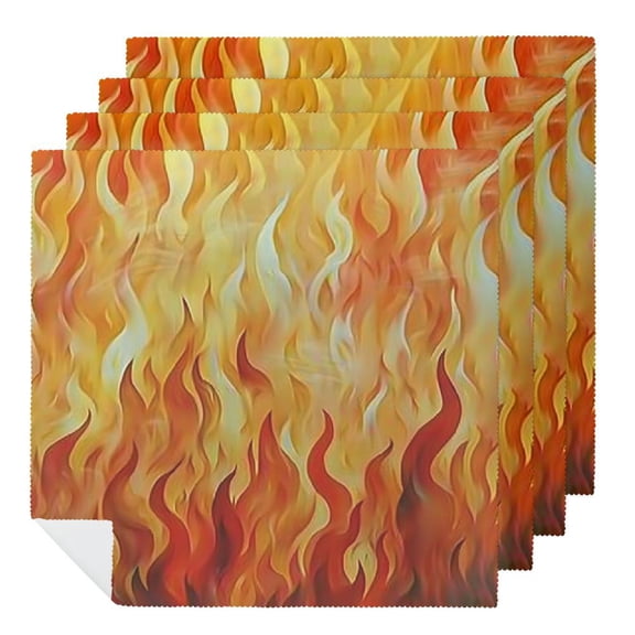 Qinduosi Abstract Fire Cloth Napkins Dinner Napkins Washable Reusable Polyester Table Napkins for Parties, Weddings and Dinners 2 PCS