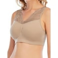 thumbnail image 3 of Ochine Women's T Shirt Bra Wirefree V Neck Bra Lace Trim Underwear Tank Top,Full Cup,M-3XL, 3 of 4