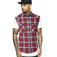 thumbnail image 2 of Men's Casual Flannel Plaid Shirt Sleeveless Cotton Plus Size Vest Red and Black S, 2 of 5